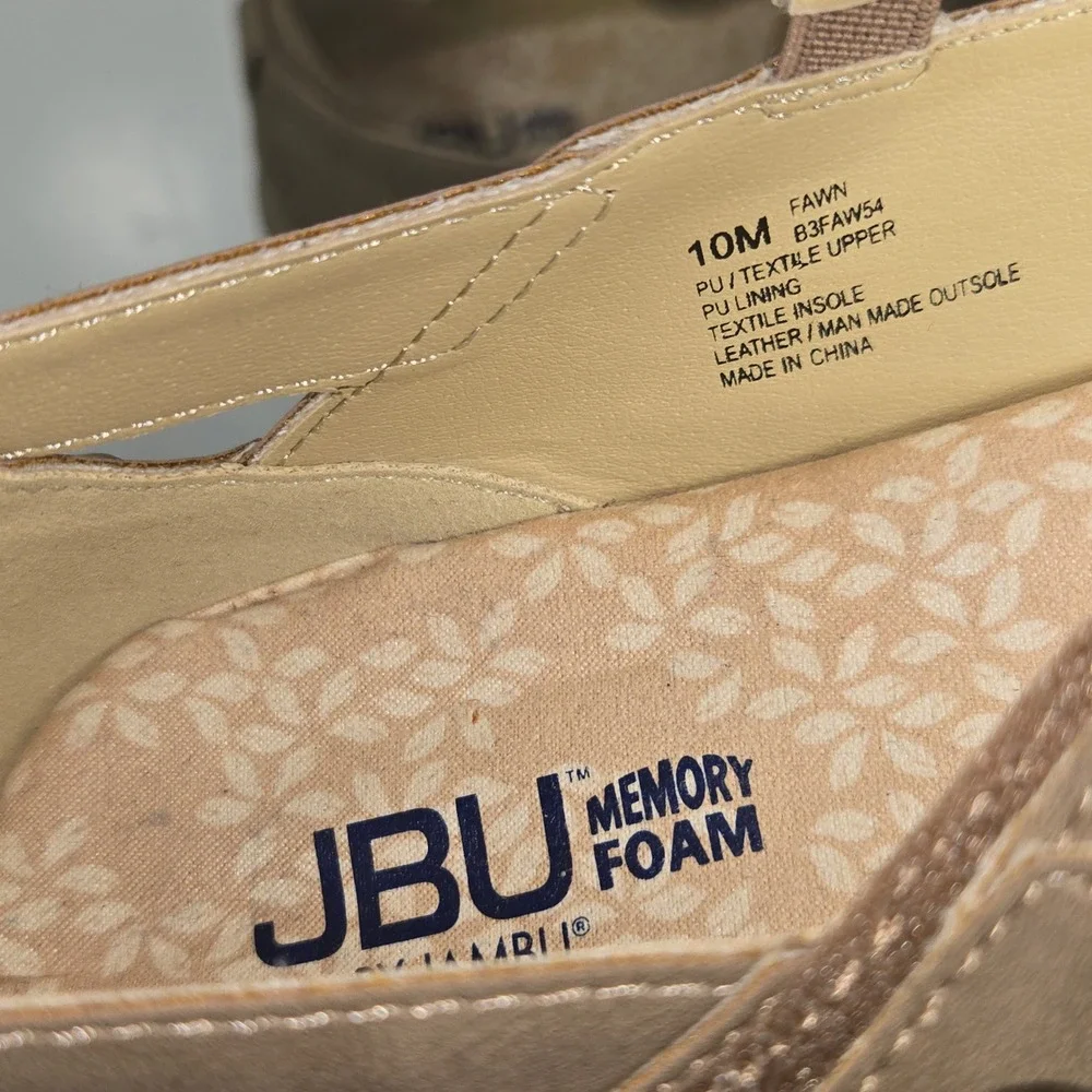 JBU‎ Jambu Mary Jane Flats Womens 10M Fawn Brown Memory Foam B3FAW54